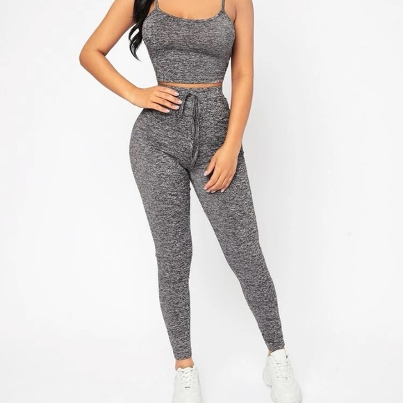 SHEIN Pants - SHEIN petite marled knit crop top and legging set